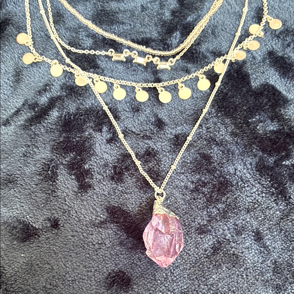 Elegant Silver-tone Necklace with Purple Pendant